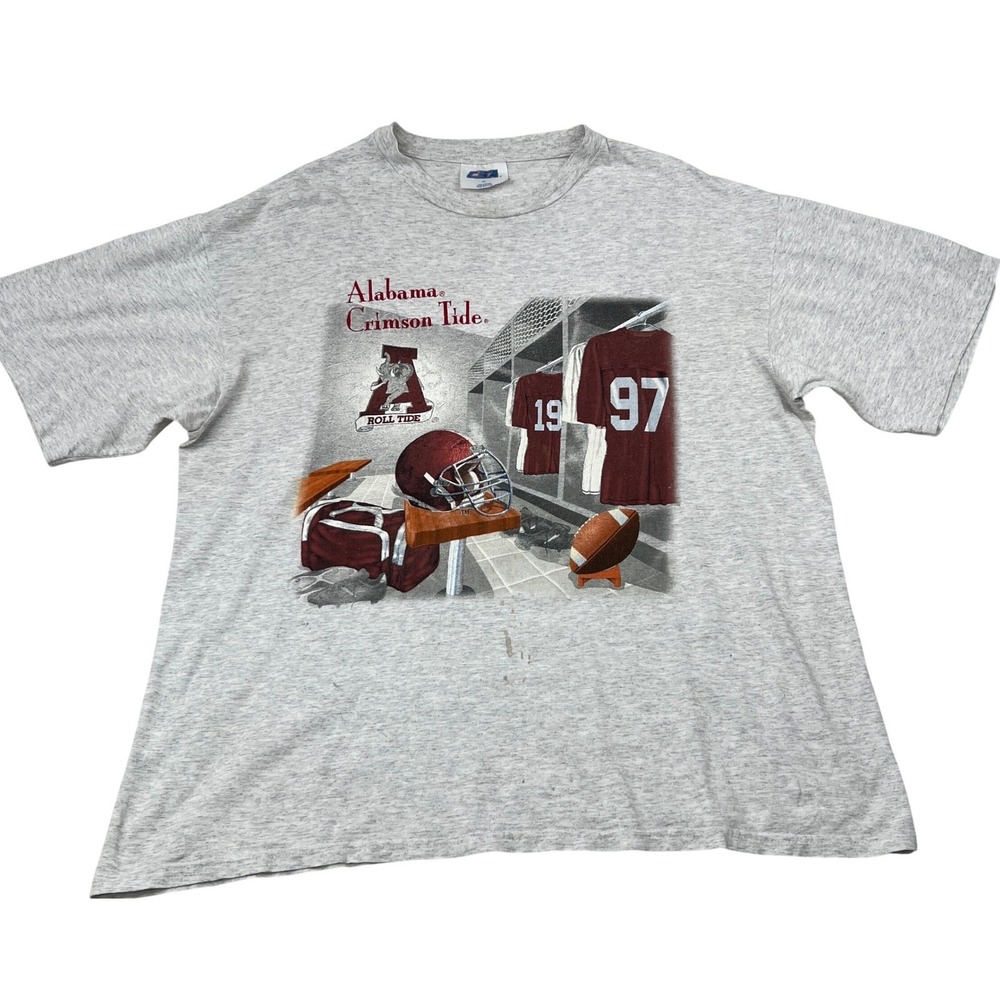 Vintage CSA Alabama Crimson Tide T Shirt Mens XL Gray Roll Tide 90s Nutmeg